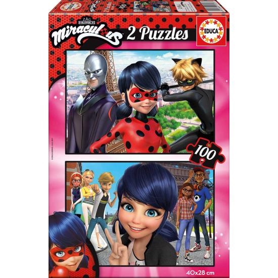 Educa Prodigiosa Puzzle: Die Abenteuer von Ladybug 2 x 100 Teile