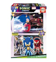 Educa Sonic Prime Neon Puzzle 2 x 100 Teile