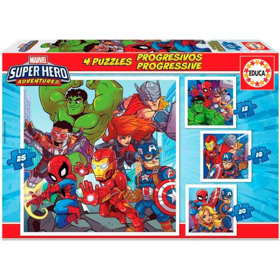 Educa Super Hero Adventures Progressives Puzzle 12+16+20+25 Teil