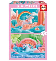 Puzzle Educa Magische Einhörner mit 2 x 48 Teile