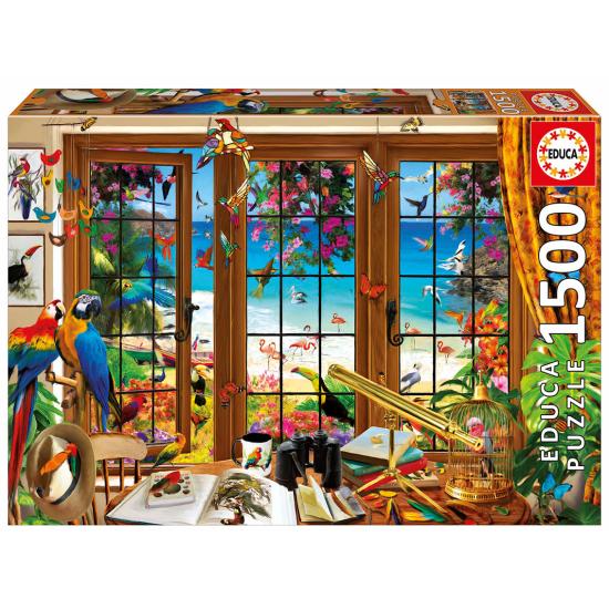 Educa Fenster-Vogelbeobachter-Puzzle, 1500 Teile