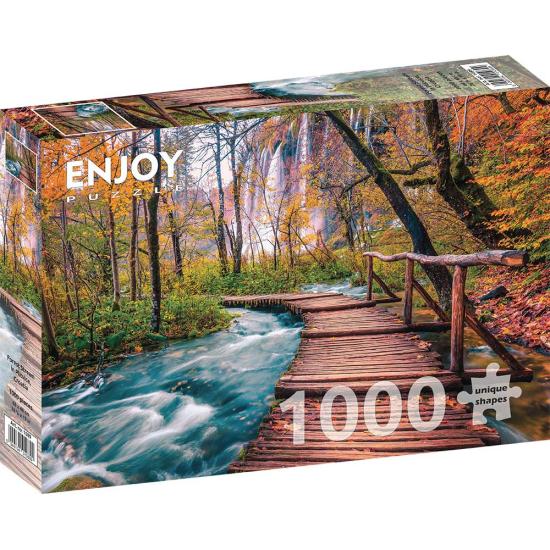 Puzzle Genießen Sie den Waldbach in Plitvice, Kroatien mit 1000