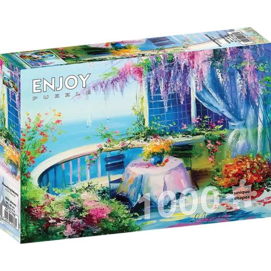 Genießen Sie das Blumenbalkon-Puzzle mit 1000 Teilen