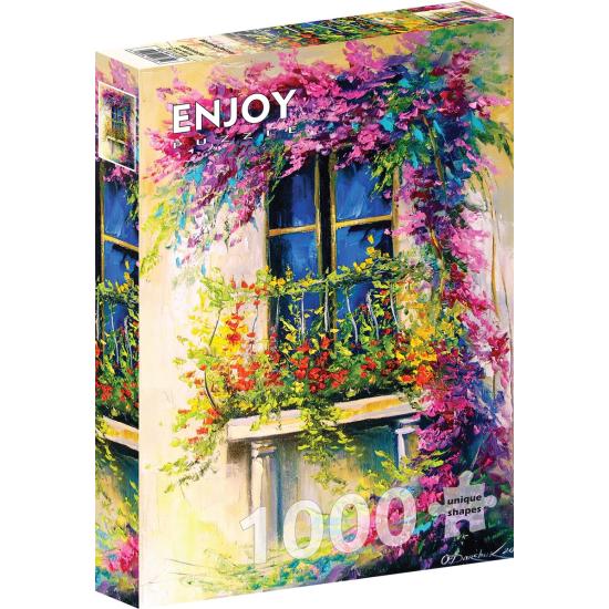 Genießen Sie das Blumenbalkon-Puzzle mit 1000 Teilen