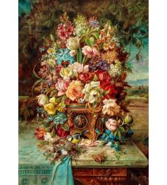 Puzzle Genießen Sie ein Blumenstillleben mit Blaumeise 1000 Teil