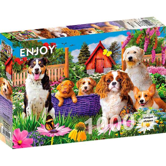 Puzzle „Enjoy Puppies in the Garden“ mit 1000 Teilen