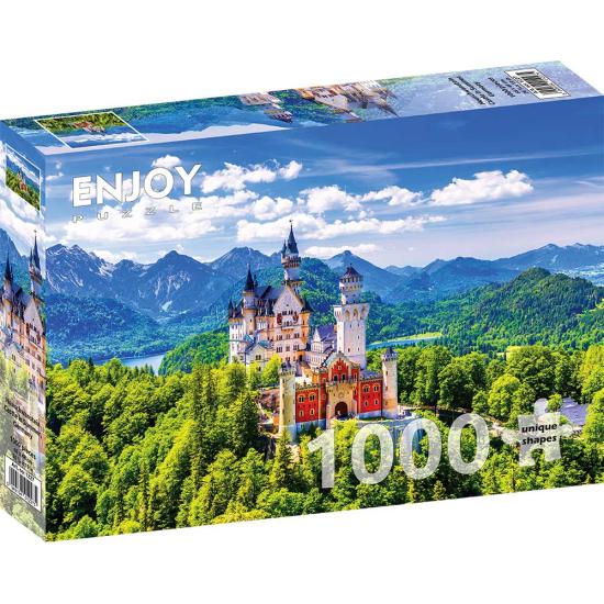 Genießen Sie das Schloss Neuschwanstein im Sommer-Puzzle mit 100