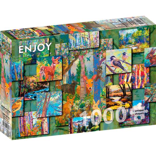 Genießen Sie das Wald-Collage-Puzzle mit 1000 Teilen