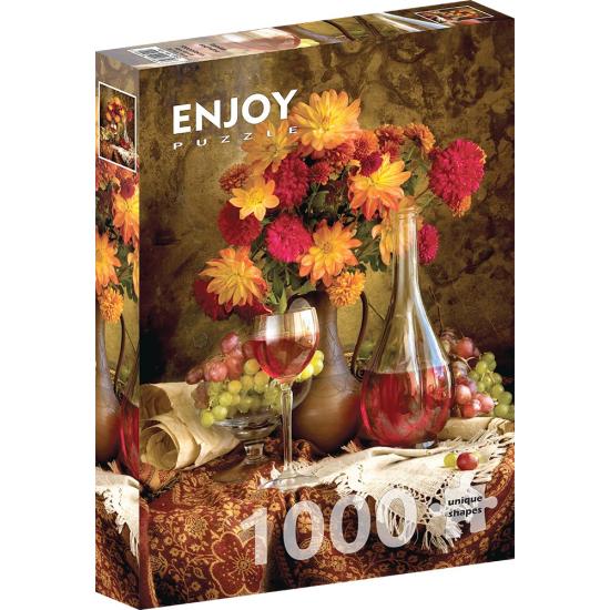 Puzzle „Genießen Sie Dahlien und Wein“ mit 1000 Teilen
