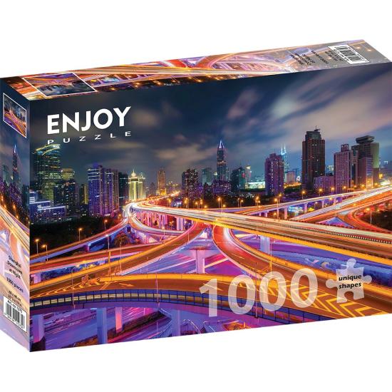 Puzzle „Genießen Sie die Innenstadt von Shanghai bei Nacht“ mit