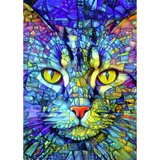 Puzzle Enjoy Fiona, Die Buntglas-Katze 1000 Teile