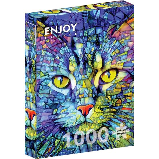 Puzzle Enjoy Fiona, Die Buntglas-Katze 1000 Teile