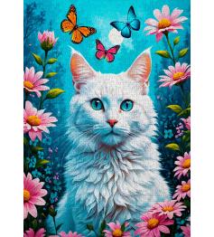 Puzzle Enjoy Weiße Katze 1000 Teile