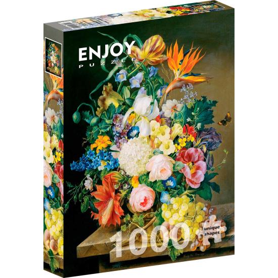 Puzzle Enjoy Vase mit Blumen und Trauben mit 1000 Teilen