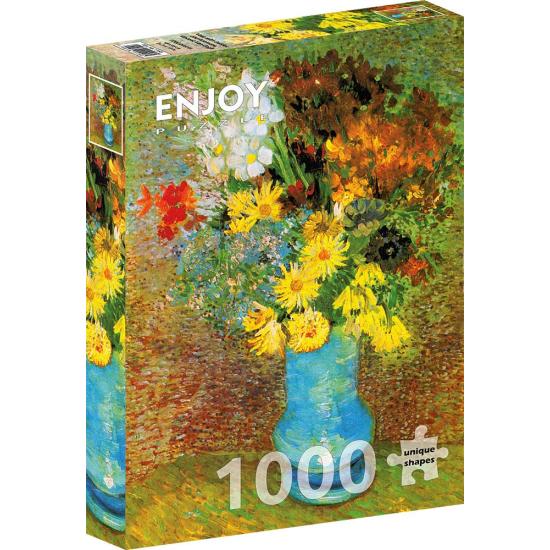 Puzzle Enjoy Vase mit Gänseblümchen und Anemonen mit 1000 Teilen