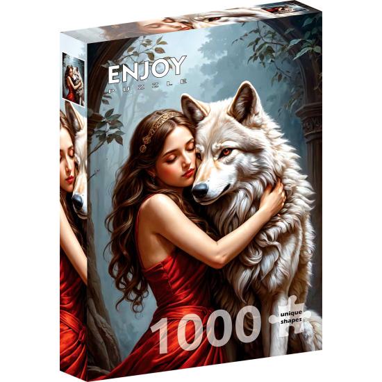 Puzzle Enjoy Dame Und Der Wolf 1000 Teile Puzzle Enjoy Dame Und Der Wolf 1000 Teile