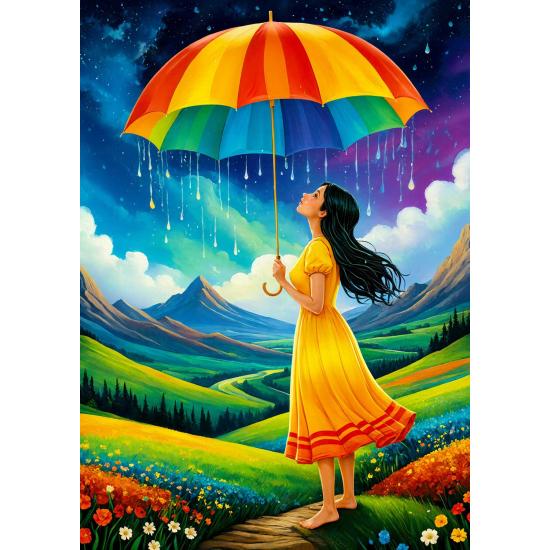 Puzzle Enjoy Regenbogen-Regenschirm 1000 Teile