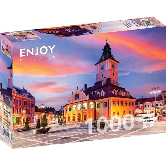 Puzzle „Genießen Sie den Rathausplatz in Brasov, Rumänien“ mit 1 Puzzle „Genießen Sie den Rathausplatz in Brasov, Rumänien“ mit 1