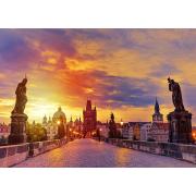 Puzzle Genießen Sie die Karlsbrücke bei Sonnenuntergang, Prag, 1