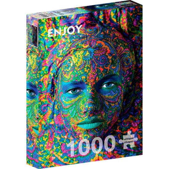Puzzle Enjoy Porträt einer farbenfrohen Frau aus 1000 Teilen