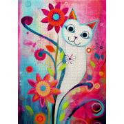 Puzzle Enjoy Eine Glückliche Weiße Katze 1000 Teile