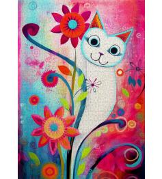 Puzzle Enjoy Eine Glückliche Weiße Katze 1000 Teile