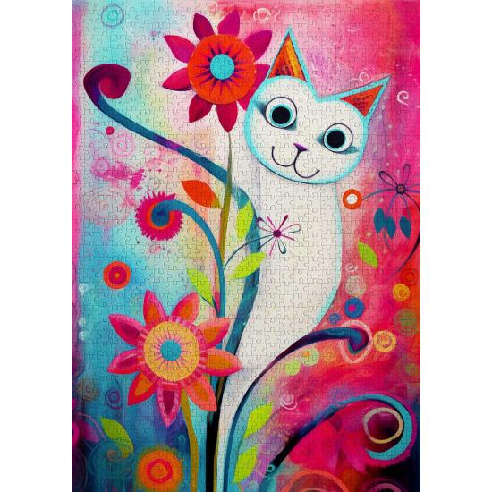 Puzzle Enjoy Eine Glückliche Weiße Katze 1000 Teile