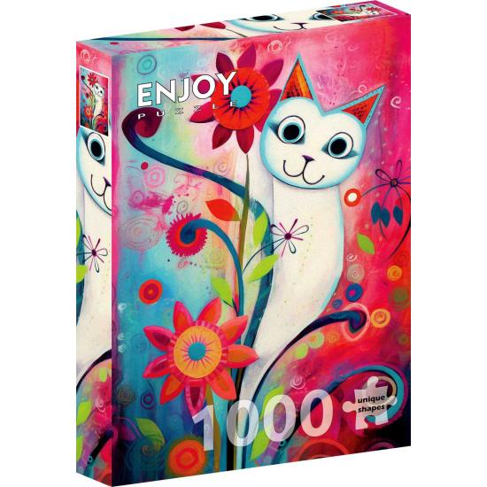 Puzzle Enjoy Eine Glückliche Weiße Katze 1000 Teile