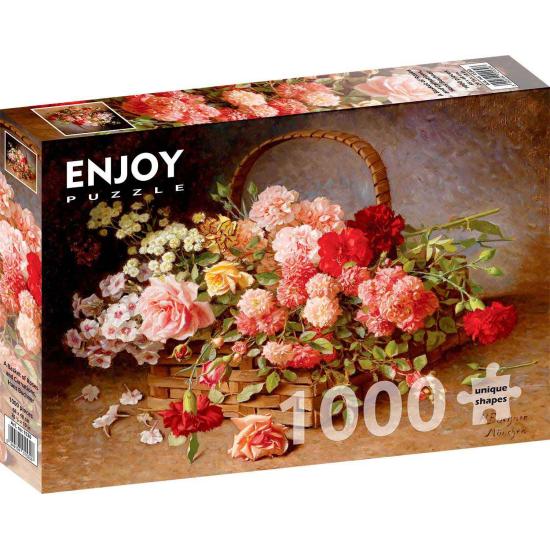 Puzzle „Genießen Sie einen Korb voller Rosen und Nelken“ mit 100