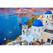 Puzzle Genießen Sie den Blick auf Santorini mit Booten aus 1000