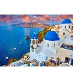 Puzzle Genießen Sie den Blick auf Santorini mit Booten aus 1000