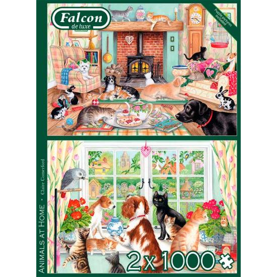 Puzzle Falcon Tiere zu Hause 2 x 1000 Teile