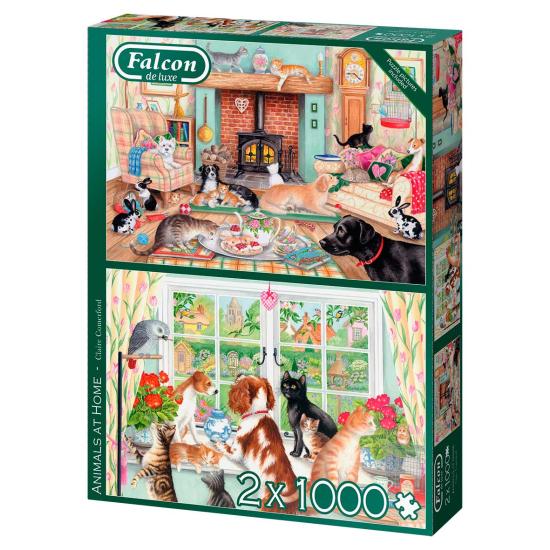 Puzzle Falcon Tiere zu Hause 2 x 1000 Teile