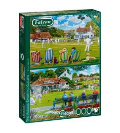 Puzzle Falcon Sports on Grass 2 x 1000 Teile