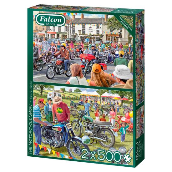 Falcon Puzzle Die Motorradshow mit 2 x 500 Teilen