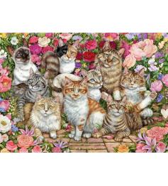 Falkenkatzen in den Blumen Puzzle 1000 Teile