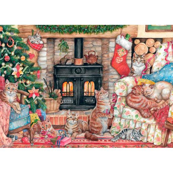 Falkenkatzen zu Weihnachten Puzzle 500 Teile