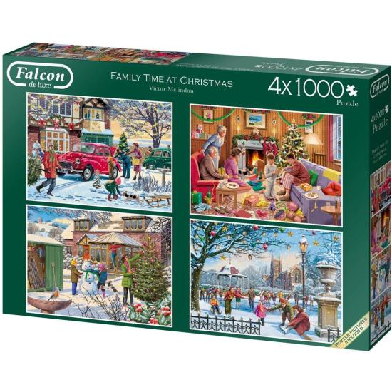 Puzzle Falcon Family Time at Christmas 4 x 1000 Teile