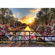 Puzzle Goldene Fahrräder in den Amsterdamer Kanälen mit 1000 Tei