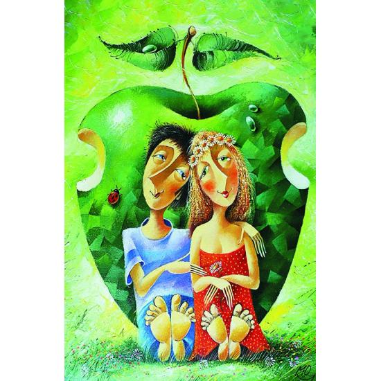 1000-teiliges Gold-Puzzle „Romantisches Paar“.