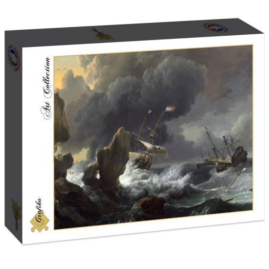 Puzzle Grafika Schiffe in Gefahr vor der felsigen Küste von 2000