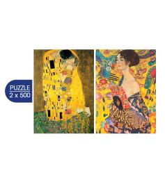 Puzzle Grafika Der Kuss, Die Dame Mit Dem Fächer 2x500 Teile