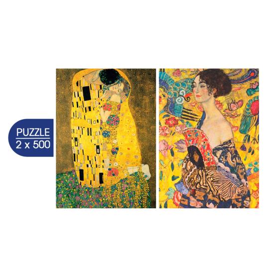 Puzzle Grafika Der Kuss, Die Dame Mit Dem Fächer 2x500 Teile