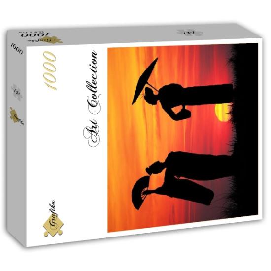 Grafika Geisha bei Sonnenuntergang Puzzle 1000 Teile