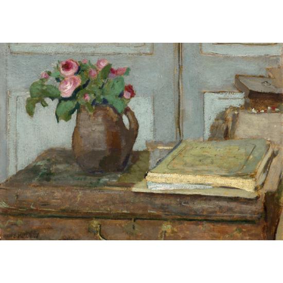 Puzzle Grafika Der Malkasten des Künstlers und Moosrosen