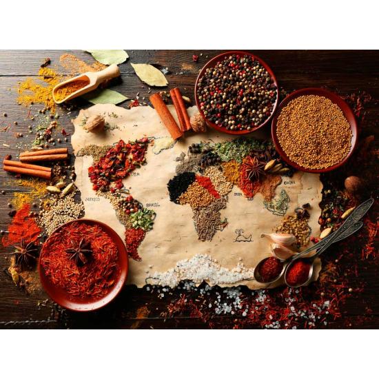 Grafika Puzzle-Weltkarte in Gewürzen mit 2000 Teilen