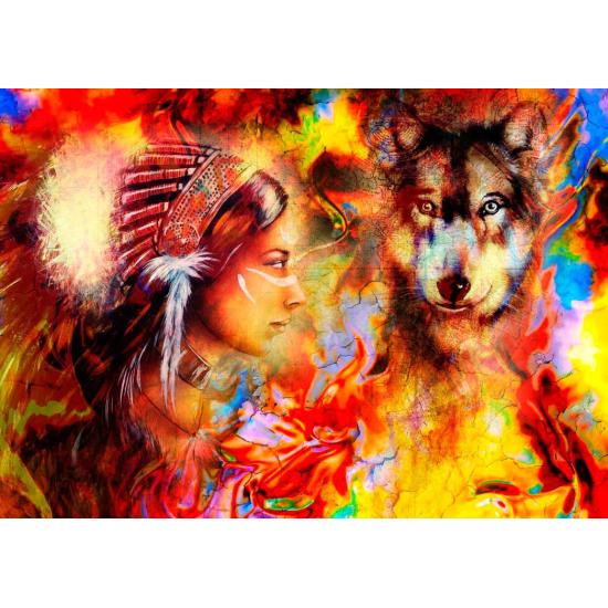 Grafika Indianerin und der Wolf Puzzle 2000 Teile