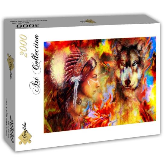 Grafika Indianerin und der Wolf Puzzle 2000 Teile