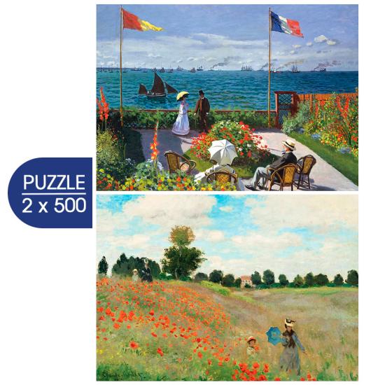 Puzzle Grafika Terrasse in St. Adresse und Mohnblumen 2x500 Teil