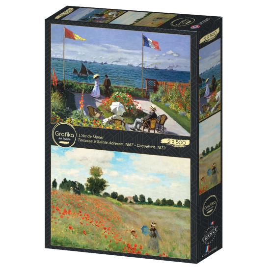 Puzzle Grafika Terrasse in St. Adresse und Mohnblumen 2x500 Teil